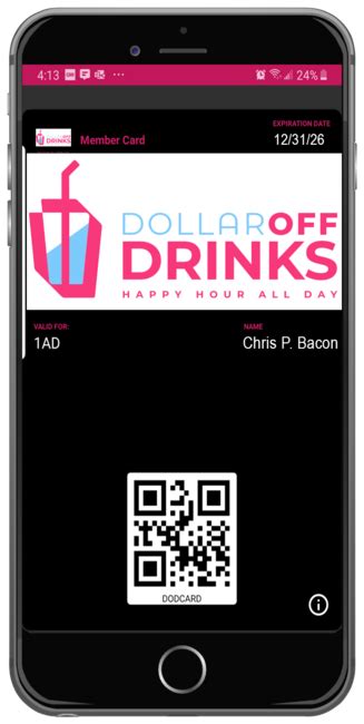 dollar off drinks card.